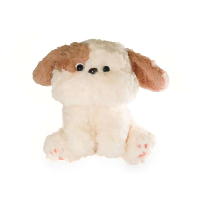 White Dog with Brown Patch Plush