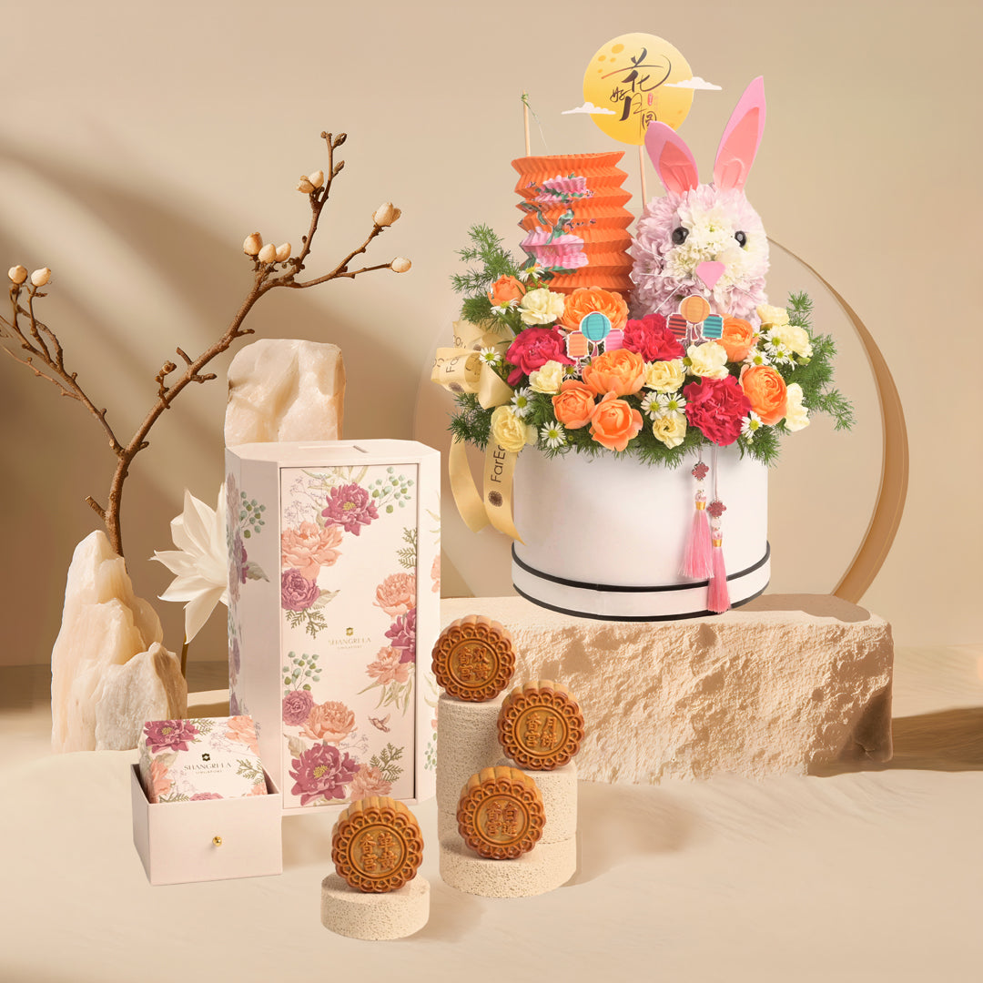 Lantern Bunny Bloom Box x Shangri-La Assorted Mooncake 4pcs Gift Set