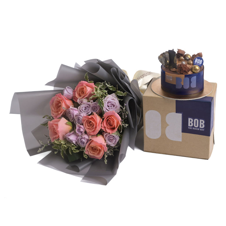 Flowers with Bob the Baker Boy Signature Belgian Choco Mini Classic Cake