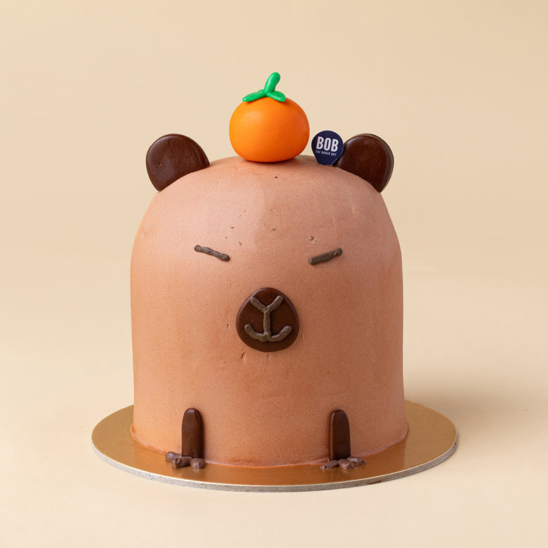 Flowers with Bob the Baker Boy Capybara with Orange Mini Chocolate Cake