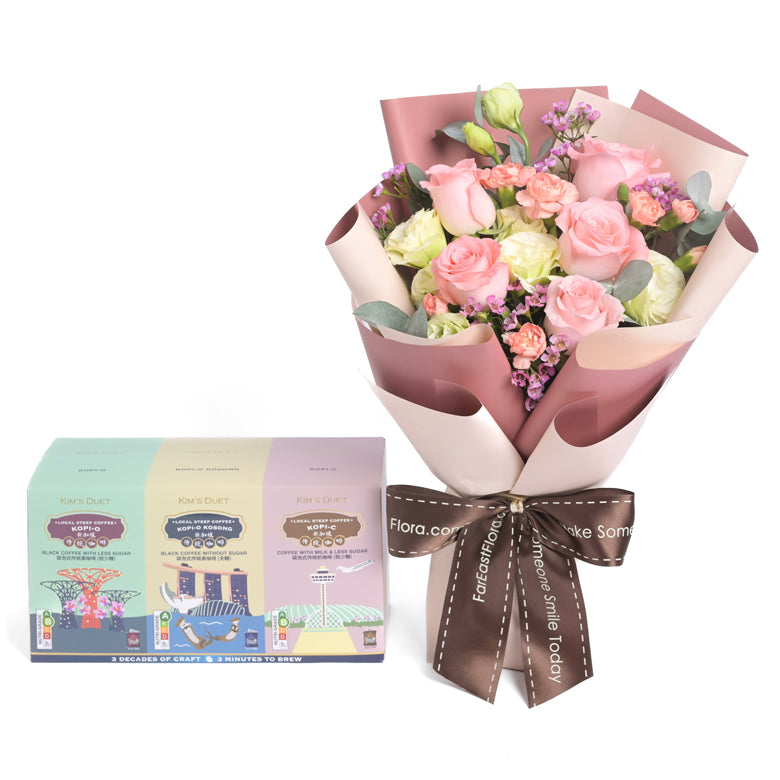 Kim’s Duet Singapore Kopi Variety Box x Flowers Gift Set