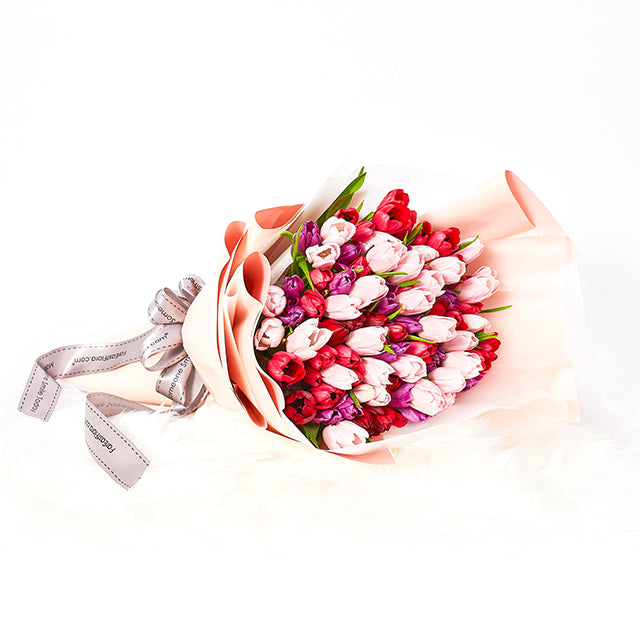 Graceful as Spring - 99 Tulips Flower Bouquet