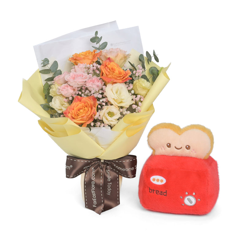 Our Love Is Toasty – Flower Bouquet & Plush
