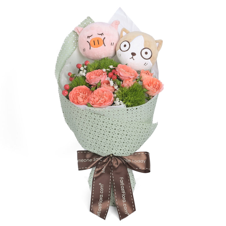 Mischievous Friends Massager – Flower Bouquet & Plush