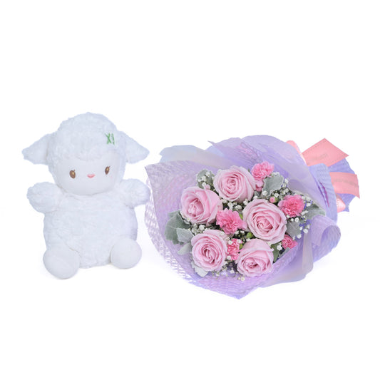 Lullaby in Bloom - Flower Bouquet & Plush