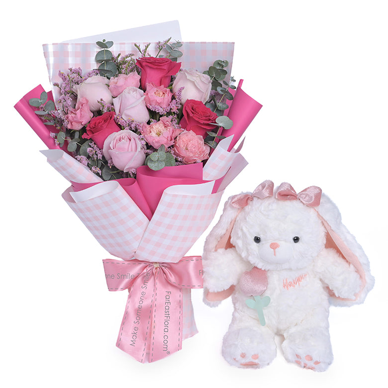 Sweetheart Bunny Bloom - Flower Bouquet & Plush