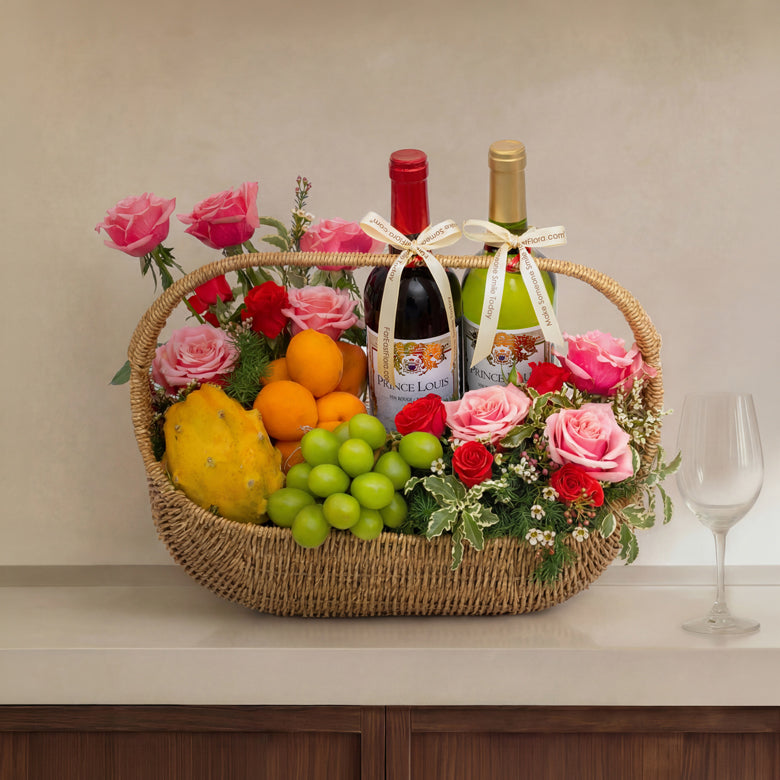 Vineyard Harvest - Prince Louis Wine & Fruits x Flowers Gift Set