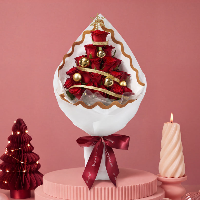 O Rosy Christmas Tree - Flower Bouquet