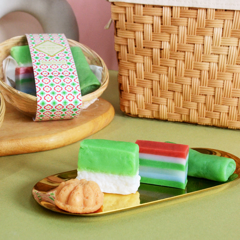 Heritage Kuih-Muih Soap Basket inspired by Peranakan culture.