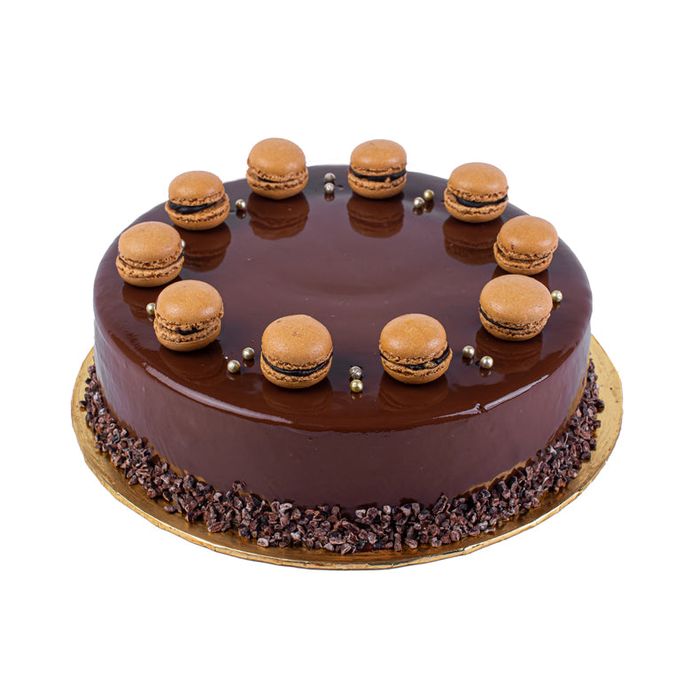 Flowers with Pastry World Callebaut Chocolate Frozen Cake (Halal-certified)