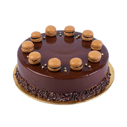 Flowers with Pastry World Callebaut Chocolate Frozen Cake (Halal-certified)