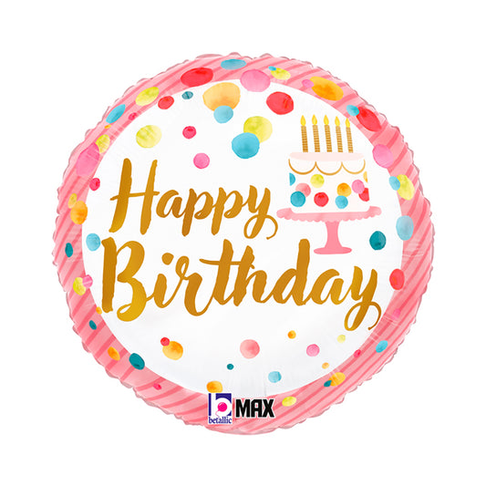 18" RND Satin Birthday Pink Party