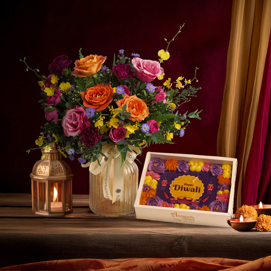 Radiance Royale Deepavali Floral Arrangement with Annabella Patisserie Brownie 