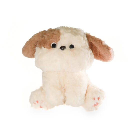 White Dog with Brown Patch Plush