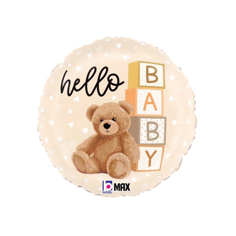 18" Hello Baby Teddy Bear Balloon (Pink)