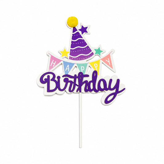 "Happy Birthday" Party Hat Topper (Purple)