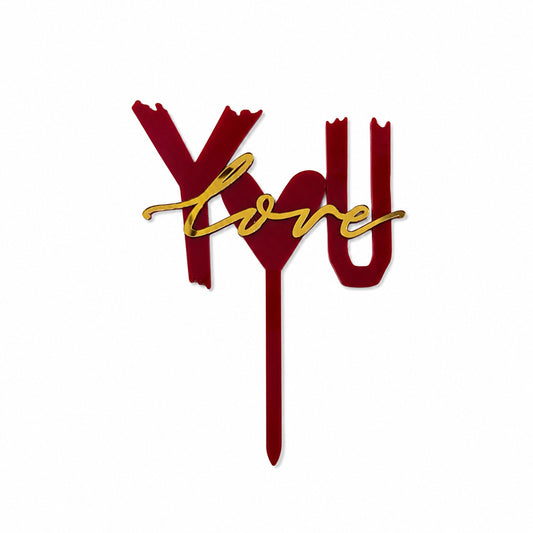 "Love You" Topper (Red/Gold)