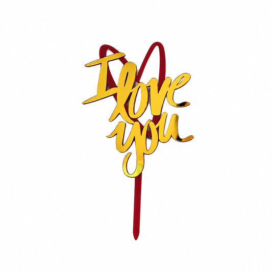 "I Love You" Topper (Gold/Red)