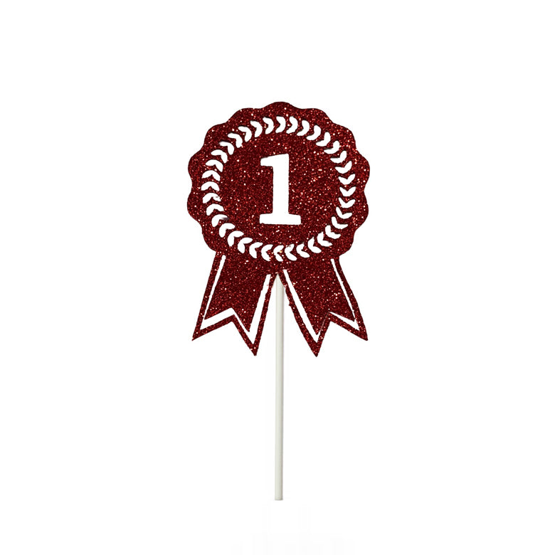 "No.1" Ribbon Topper (Glitter Red)