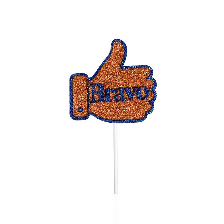 "Bravo" Hand Sign Topper (Glitter Bronze)