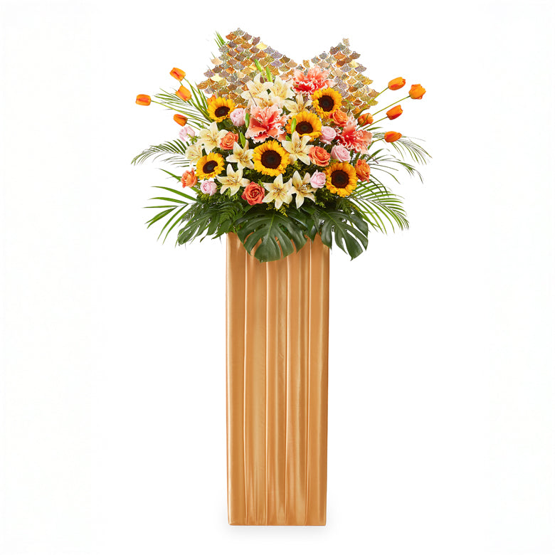 Congratulatory Flower Stand – Golden Radiance