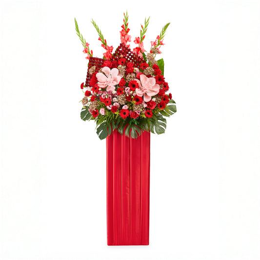 Congratulatory Flower Stand – Crimson Radiance