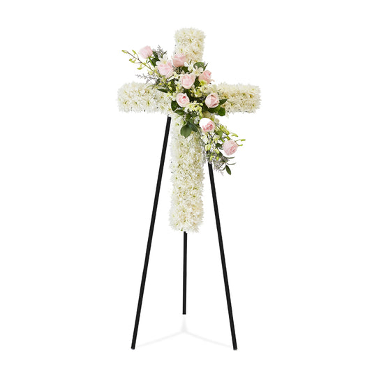 Sympathy Flower Stand – Faithful Farewell Cross