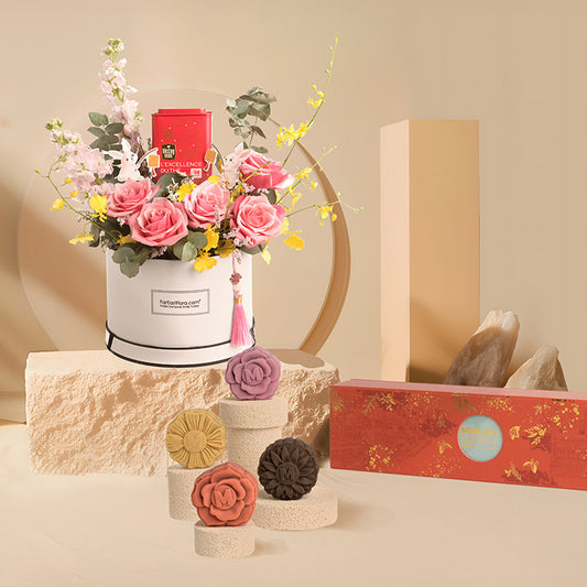 Blushing Tea Garden x Mdm Ling Signature Mooncake 4pcs Gift Set (Halal-Certified)