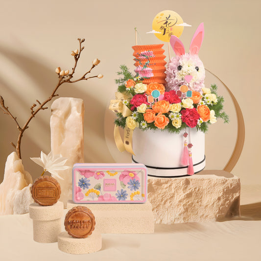 Lantern Bunny Bloom Box x Mdm Ling Traditional Mooncake 2pcs Gift Set (Halal-Certified)