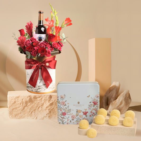Crimson Bloom Wine Box x Shangri-La Durian Snowskin 8pcs Gift Set