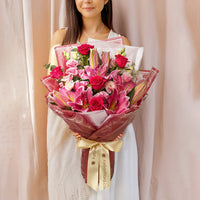 Understanding Heart – Lilies, Roses - Flower Bouquet