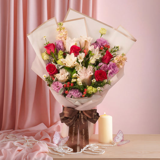 Mom’s Radiant Love – Roselilies, Roses – Flower Bouquet