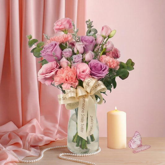 Purple Grace – Roses, Carnations - Table Flowers