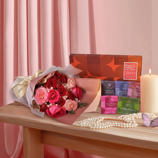 Mom’s Tea Moments - Taverns Tea Assorted Tea Box x Flowers Gift Set