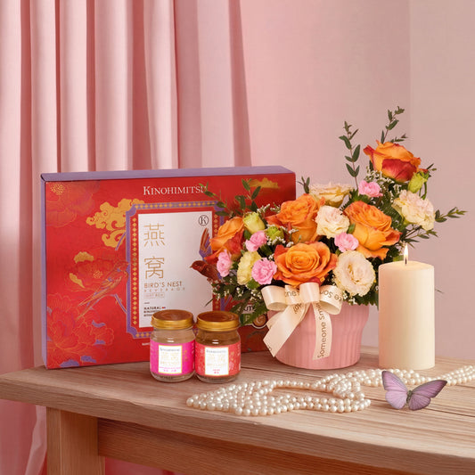 Nourishing Love - Kinohimitsu Duo Bird’s Nest Giftbox x Flowers Gift Set