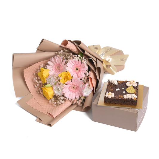 Flowers with Annabelle Patisserie Frozen Nutella Brownie Cake (Halal-certified)