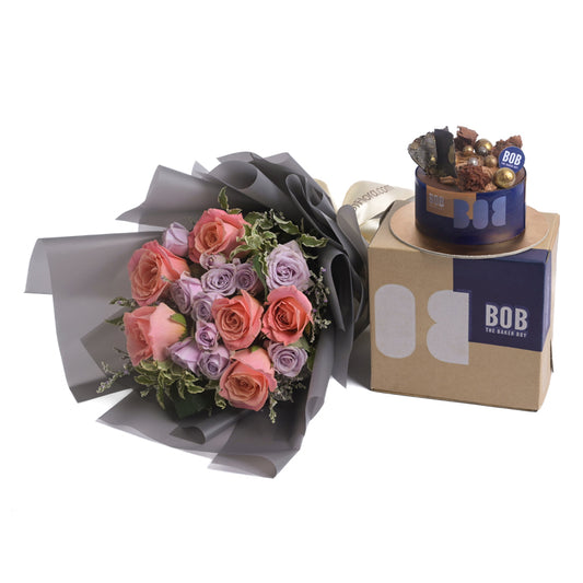 Flowers with Bob the Baker Boy Signature Belgian Choco Mini Classic Cake
