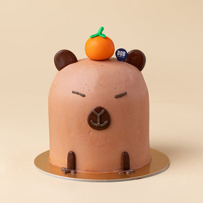 Flowers with Bob the Baker Boy Capybara with Orange Mini Chocolate Cake