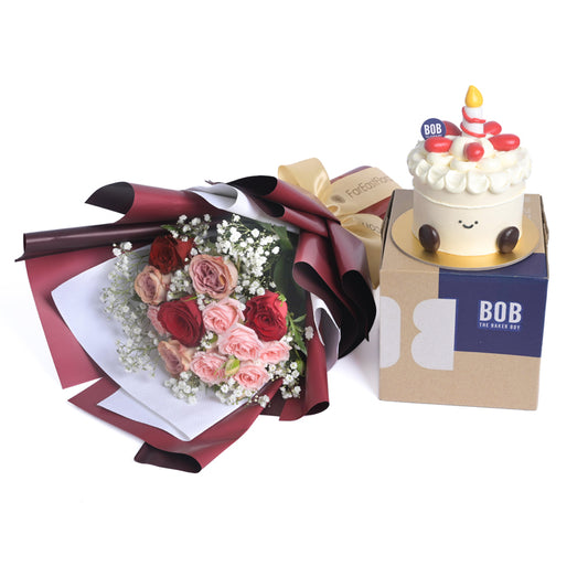 Flowers with Bob the Baker Boy Mini Birthday Strawberry shortcake