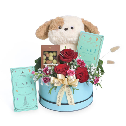 You Had Me at Woof – Chocolates, Flower Box & Plush