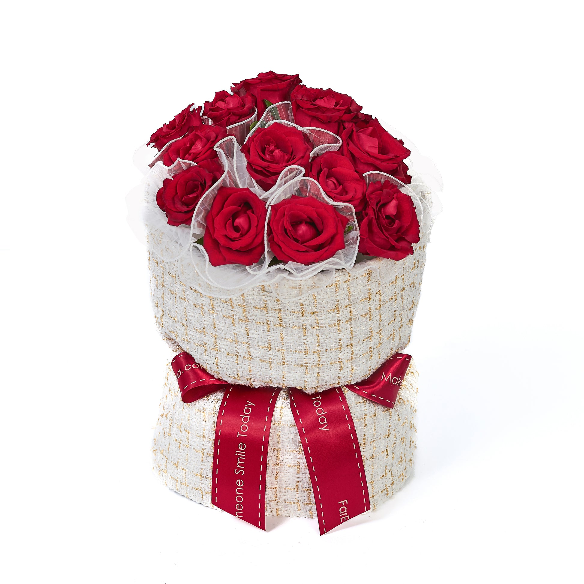 Classy Tweed (Red/White) - Flower Bouquet