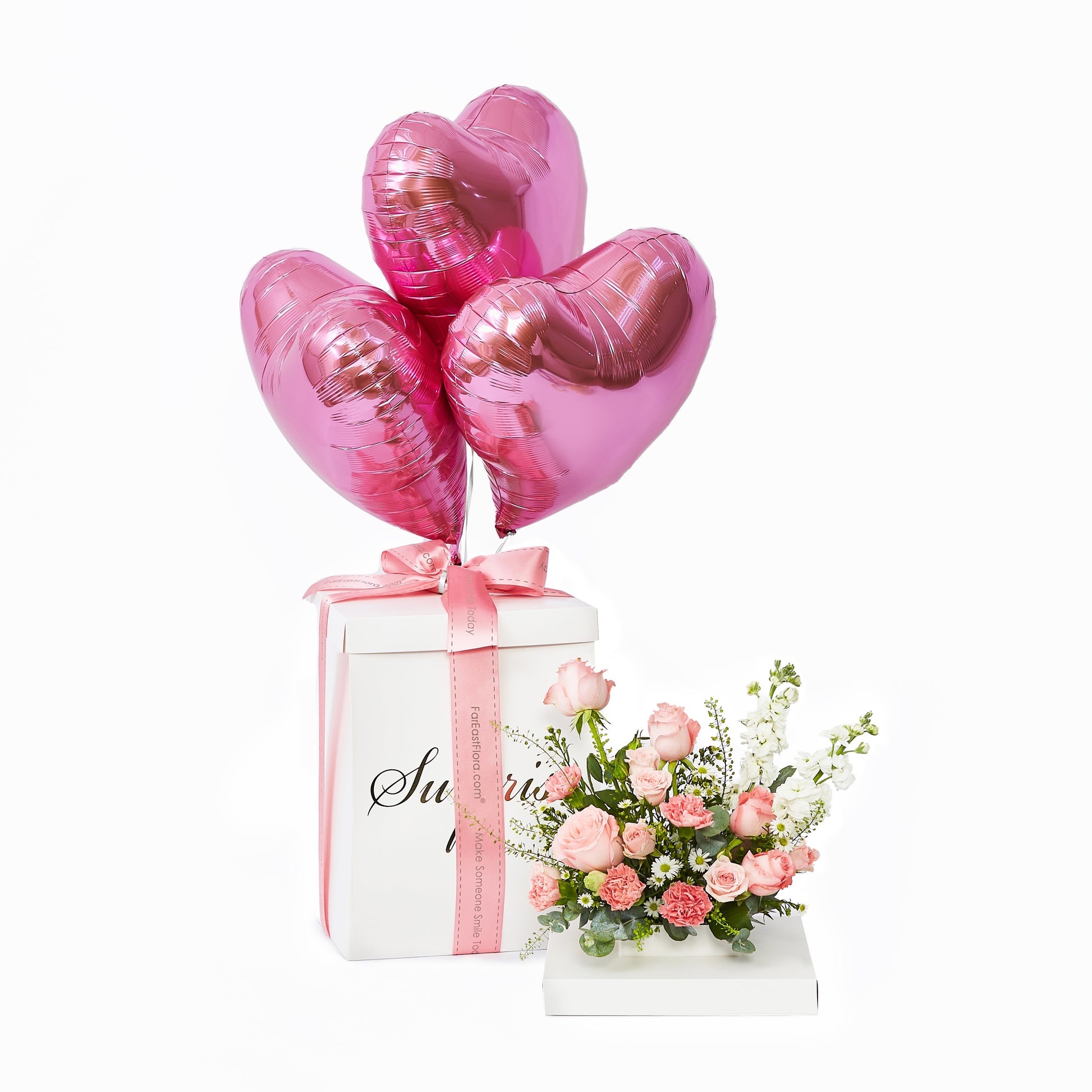 Blooming Surprise With Balloons (Pink) - Table Flowers