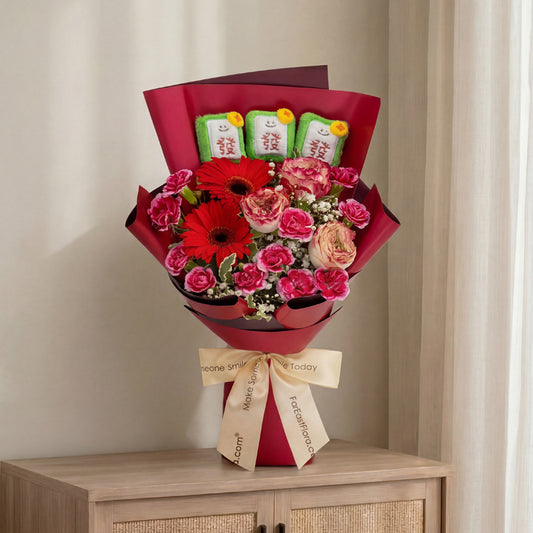 Fa-Bulous Fortune – Flower Bouquet & Plush