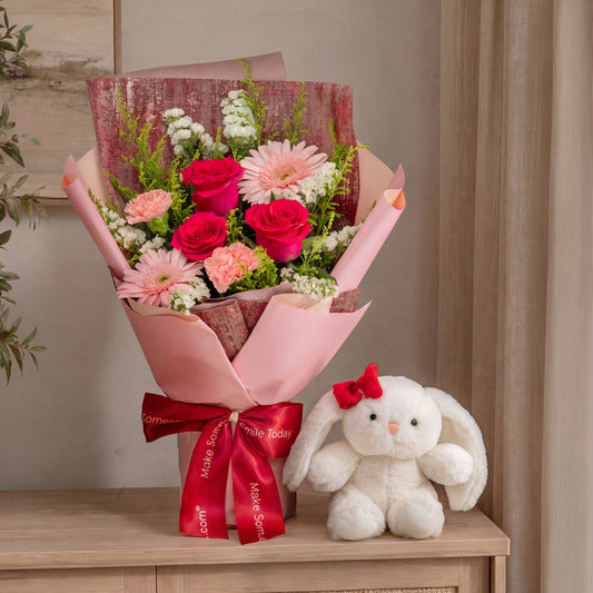 Cherry Petals – Flower Bouquet & Plush