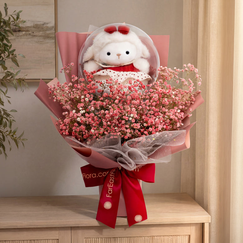 Cotton Cherry – Flower Bouquet & Plush