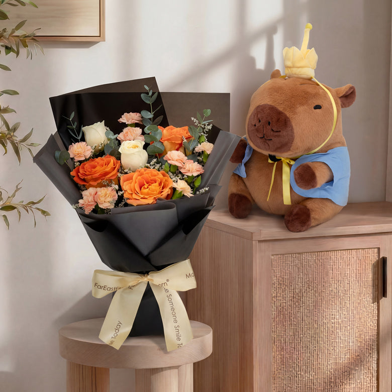Citrus Crown – Flower Bouquet & Plush