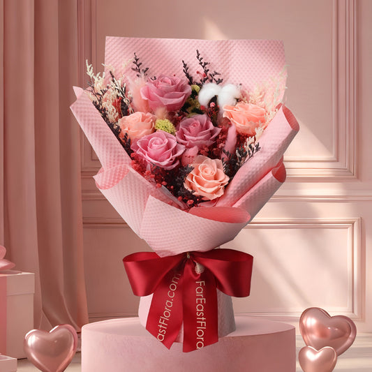 Petals In Blush – Preserved Hand Bouquet