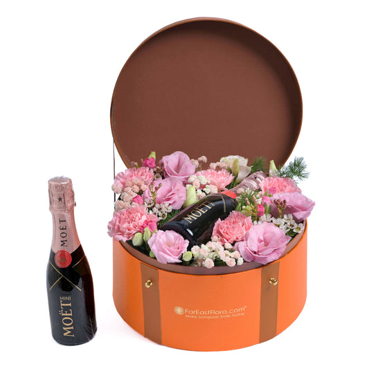 Mini Moet & Chandon Rose x Flowers Gift Set