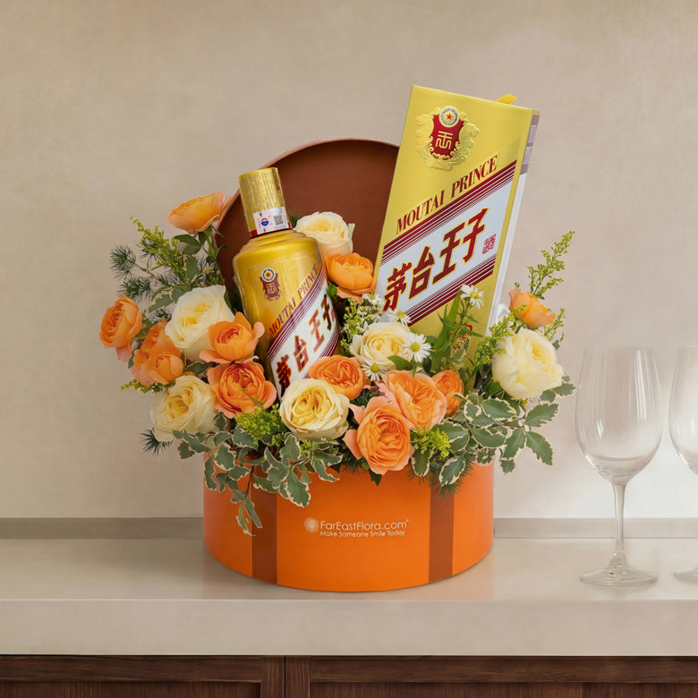 The Prosperity Toast - Moutai Golden Prince x Flowers Gift Set