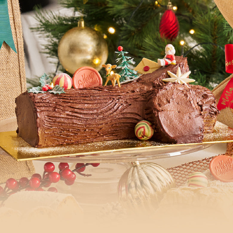 Christmas Joy with Chocolate Yule Frozen Log Cake Bundle
